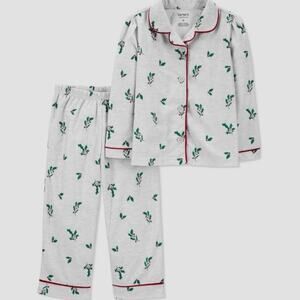 Carter's Just One You Toddler Girls' 2pc Holiday Floral Pajama Set - Gray 3T